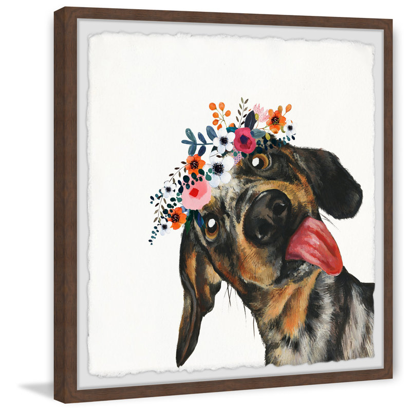 « goofy dog », reproduction encadrée parvez taj,, H 32 po x l 32 po x P 1,5 po