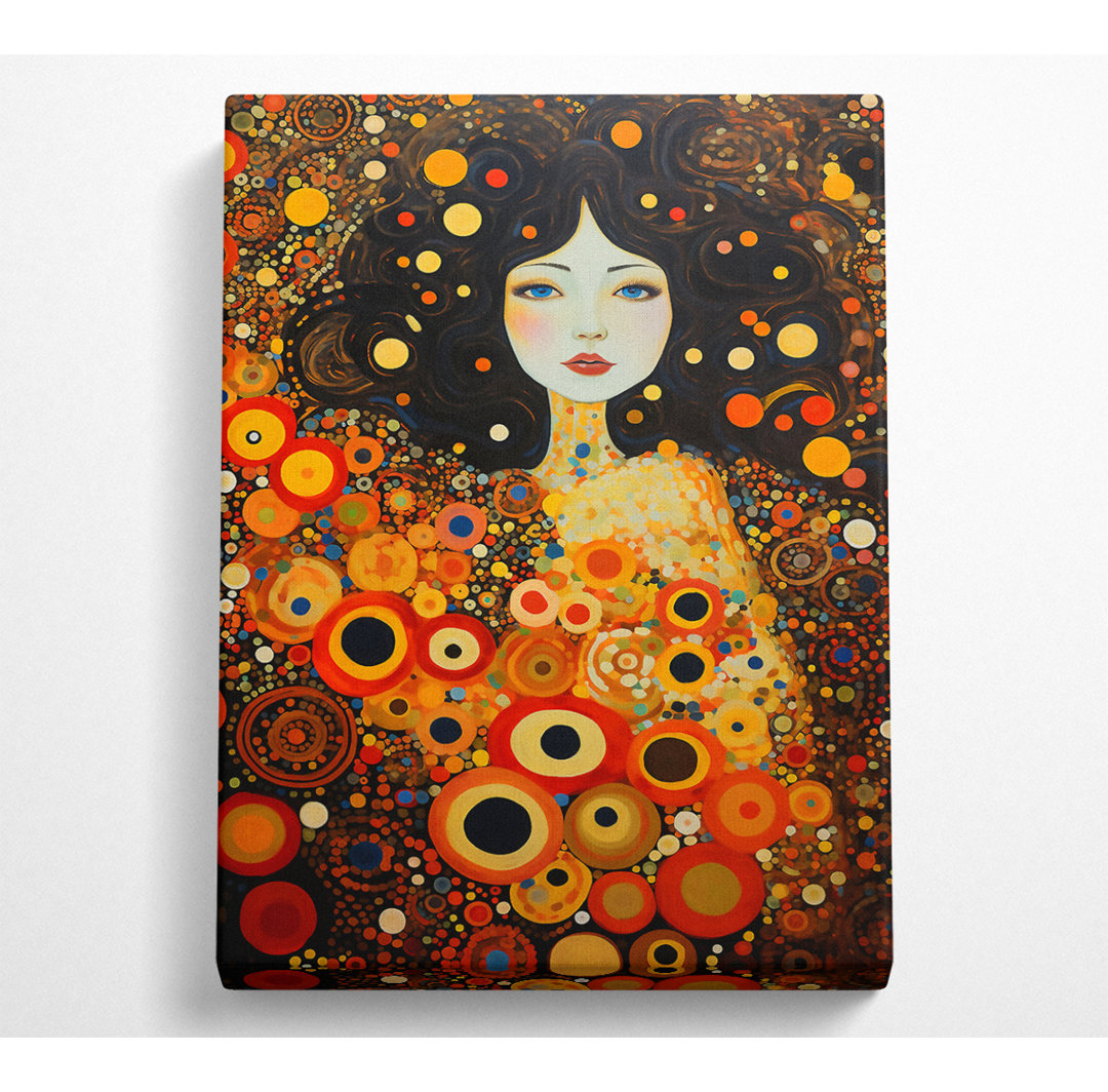 Klimt Orange Circles - Kunstdrucke auf Leinwand