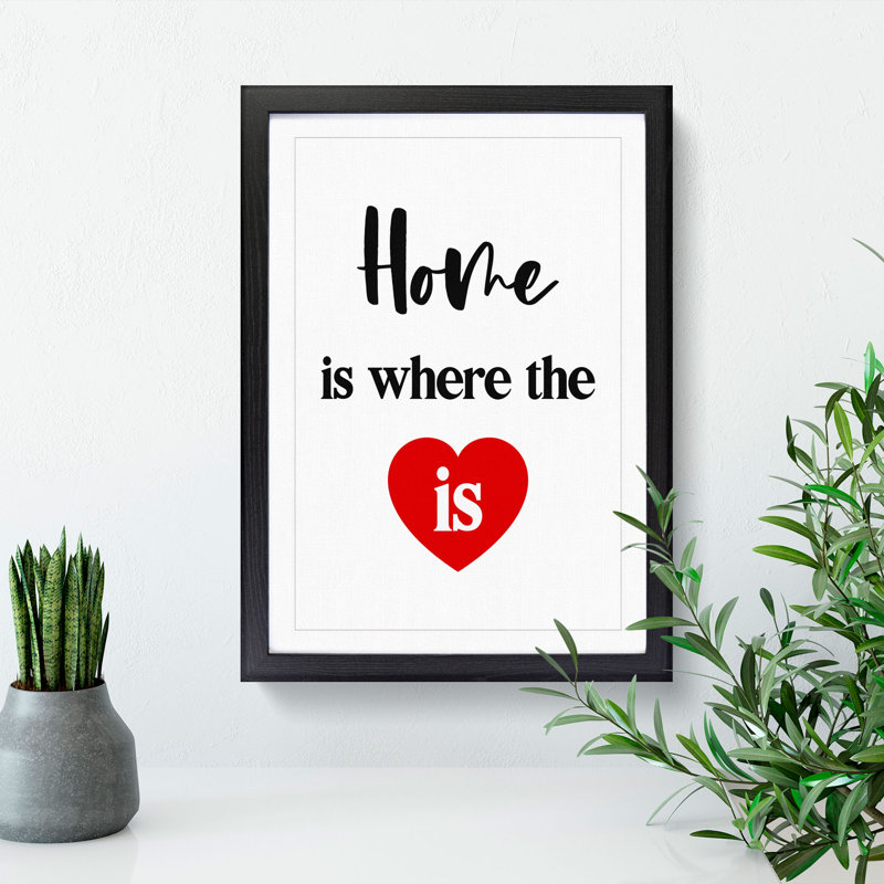 Home Is Where the Heart Is - Picture Frame Typography, 36cm H x 27cm W x 2cm D, Black Framed