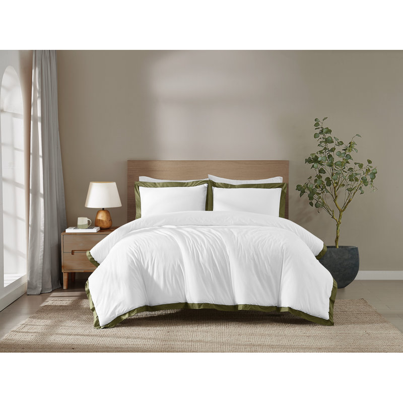 Ensemble d'édredon Brooklyn, White and Green, Édredon pour grand lit + 2 taies décoratives