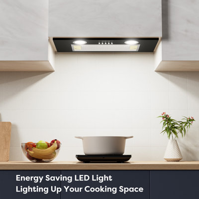 CIARRA 20 inch Black Insert Range Hood Insert with 450 CFM Ventilation, LED Lighting & Convertible Ducted/Ductless Installation