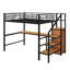 Lit mezzanine double avec bureau et escalier de rangement, lit mezzanine en métal avec lumières DEL et petite armoire-667526190