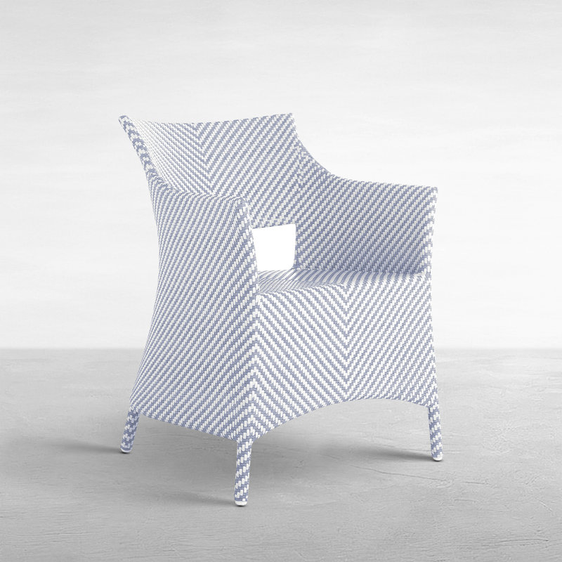 Bari Outdoor Dining Armchair, White/Chambray