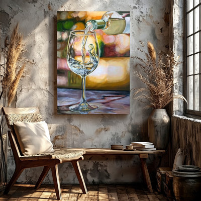 Vin versant dans un bar de cuisine en verre coloré, impression d'art mural coloré pour décoration de cuisine, chambre à coucher, salon, bureau, décoration murale de galerie, style de maison moderne