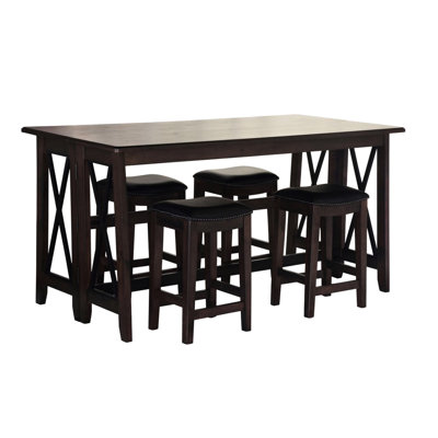 4 tabourets inclus: table à abattants brun foncé, table rectangulaire peu encombrante et tabourets, mobilier de maison