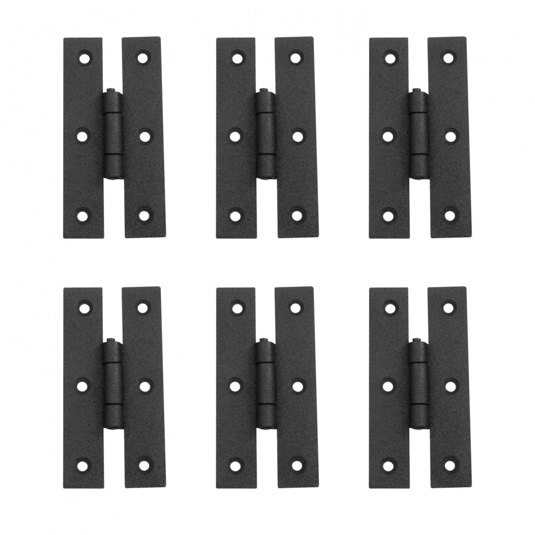 Black H Flush Hinge 3" L Wrought Iron Kitchen Cabinet Door (Set of 6) The Renovators Supply Inc.