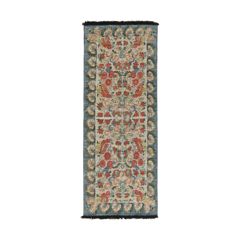 Rug & Kilim’S Classic Runner In Red Floral Patterns On Off-White, Runner 3' x 10'