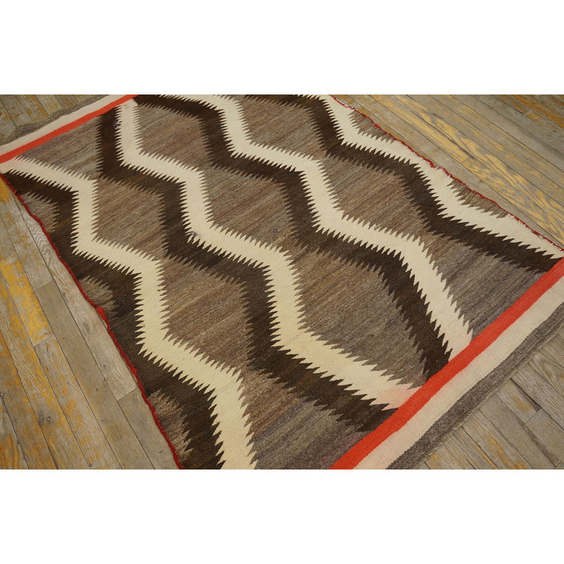 Antique Navajo Native American Geometric Flat Weave Gray Rug