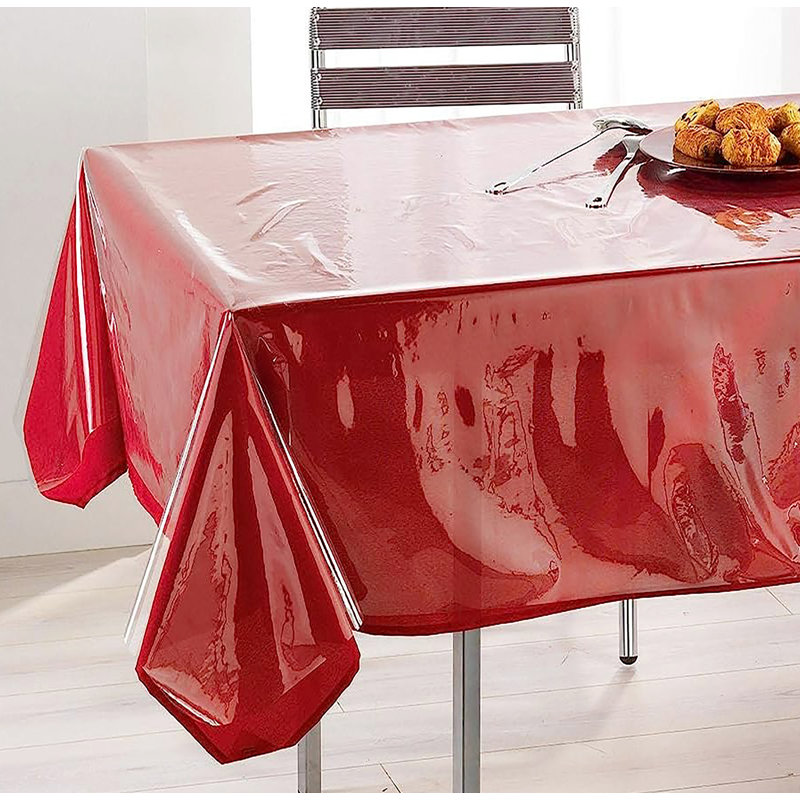 Clear Plastic Vinyl Pvc Fabric Table Cover Protector Tablecloth For Dining Room Table, 84" x 54"