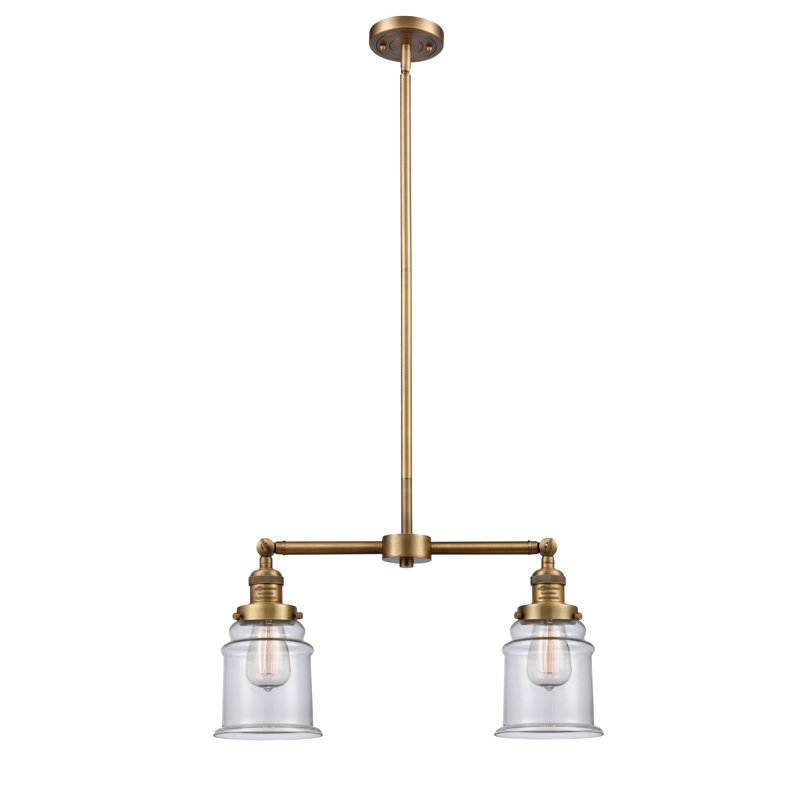 Galaviz 2 - Light Kitchen Island Pendant, Clear, No Bulb Included, Brushed Brass