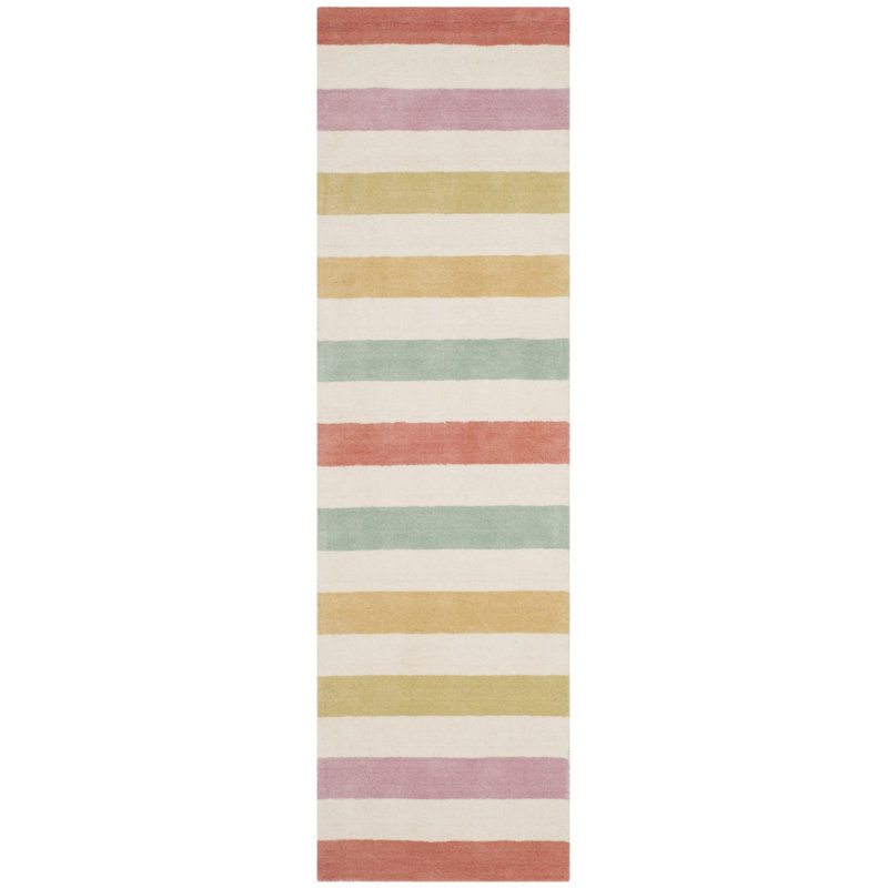 Tapis en laine touffeté à la main Martha Stewart, Bleu / blanc, Tapis de couloir 2 pi 3 po x 8 pi