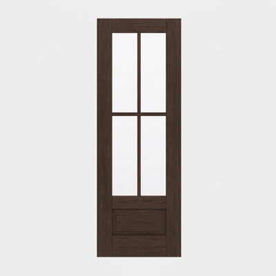Porte d'extérieur 96 po Dalle acajou 96 po, SDL 4 Lite, 3/4 Lite, 1 panneau, brut