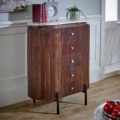 Ayonah Solid Wood 80 cm W Chest of 5 Drawers
