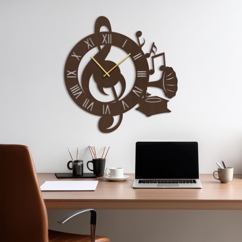 Grande horloge murale silencieuse en métal, L 36 po x H 36 po, Bronze