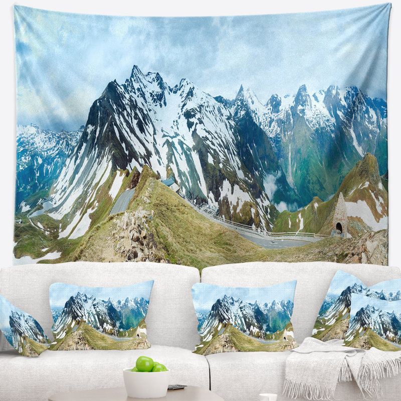 Photographie alpes eté panorama tapisserie, H 32 po x l 39 po
