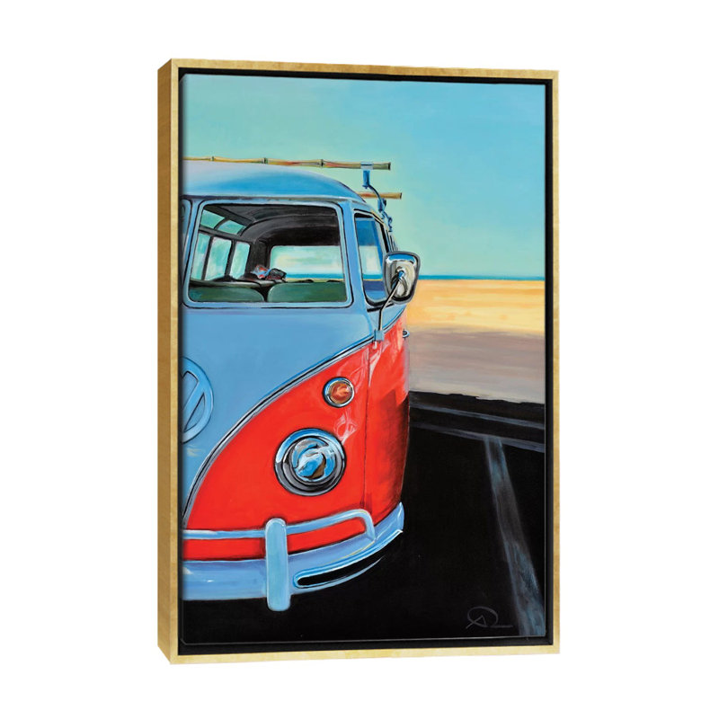 «Reach The Beach» par antoine renault - reproduction d'art, H 60 po x l 40po x P 1,5 po, Toile avec cadre or
