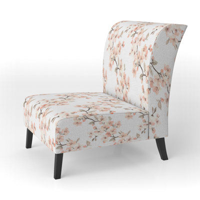 Floral Upholstered Chair - Soft Orchard Pink Slipper Chair