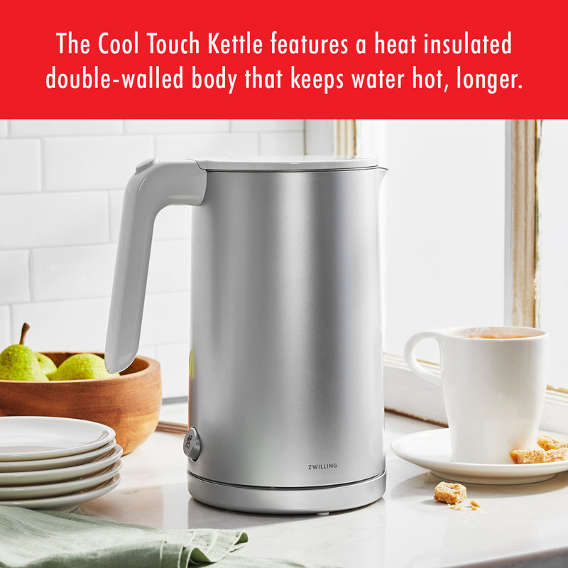 Zwilling Enfinigy 1.59-qt Cool Touch Stainless Steel Electric Tea Kettle, Silver