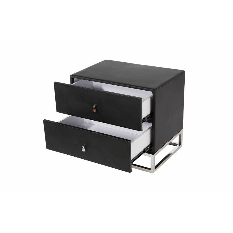 Table de chevet 2 tiroirs Keck, Noir