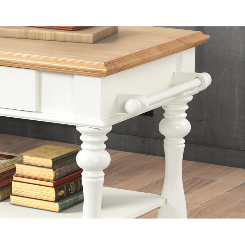 Maney Solid Wood Top Kitchen Island, White