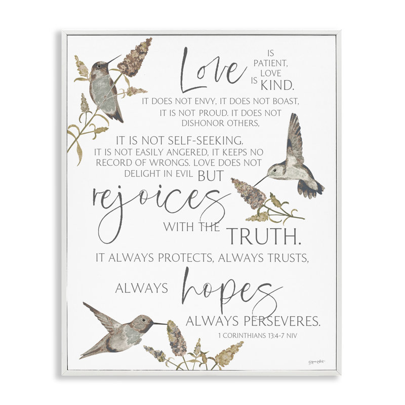 «Love Is patient Inspirational», estampe numérique, conception par Annie Lapoint, H 14 po x l 11 po