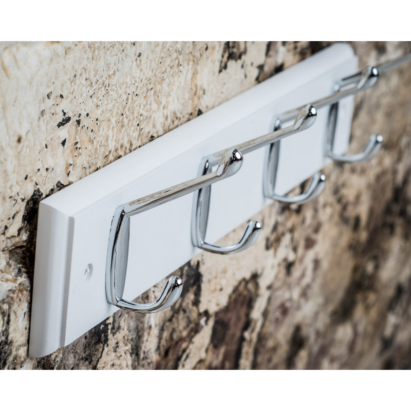 Lustig Wall 4 - Hook Wall Mounted Coat Rack, Polished Chrome