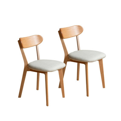 Modern Fabric Upholstered Wooden Dining Chairs, Set of 2 – Farmhouse Kitchen Side Chairs