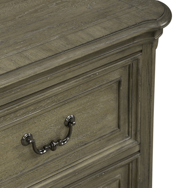 Elegant Whitewashed 2-Drawer Nightstand in Antique White with Bead Molding