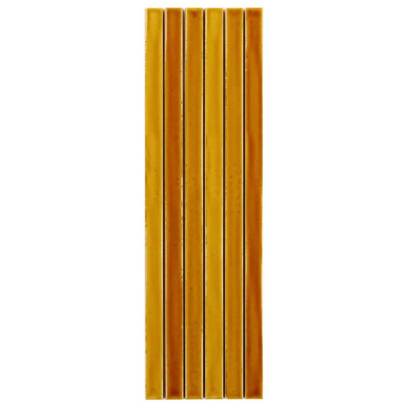 Kanbina 5x18 Brick Glossy Ceramic Mosaic Tile, Mustard