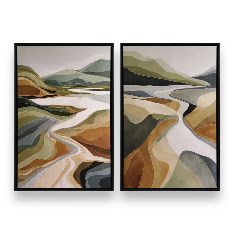 Golden Valley, ensemble de 2 impressions, 36 po x 24 po, Cadre flottant noir satiné