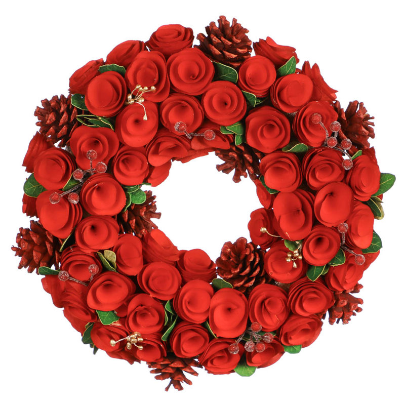 Handcrafted Preserved 35cm Wreath, Red