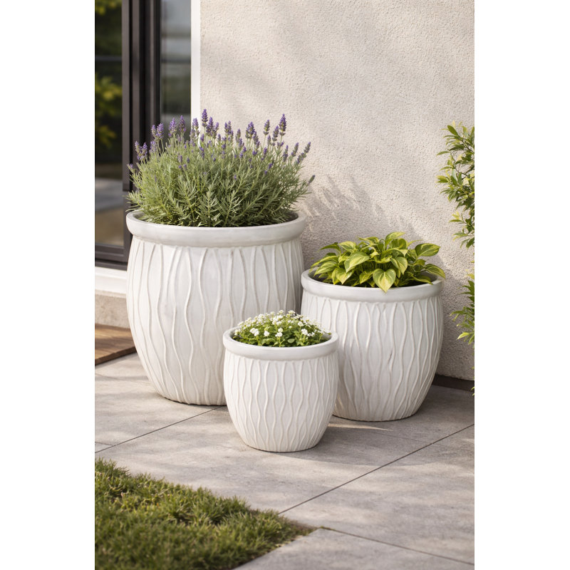 Ensemble de 3 pots à fleurs Corriente - blanc, Blanc