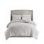Couette gris chaud et blanc - Ensemble de literie 3 pièces en coton chenille, style floral, lavable à la machine, taille double/queen