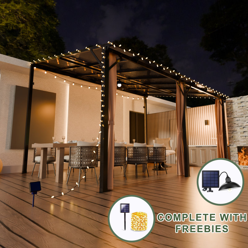 14 Ft. W x 8.6 Ft. D Wall Mounted Gazebo, Outdoor Patio Gazebo with Sloped Clear Roof, UPF 50+ Polycarbonate Panels & Rust-Resistant Frame