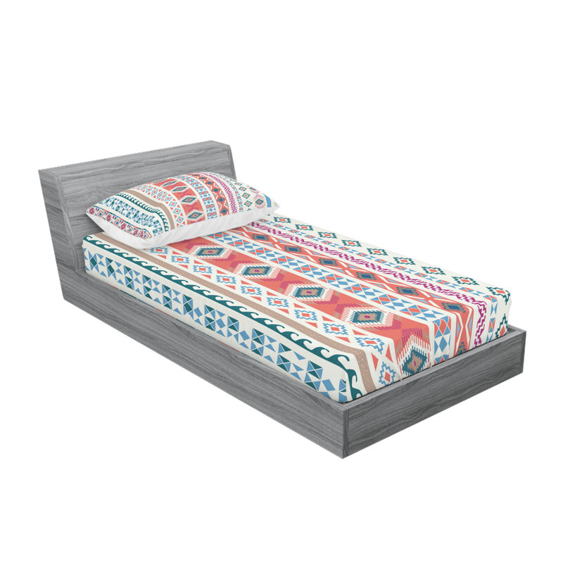 Ensemble de draps à motif géométrique Motifs, Ensemble de draps pour lit simple TG avec drap-hou