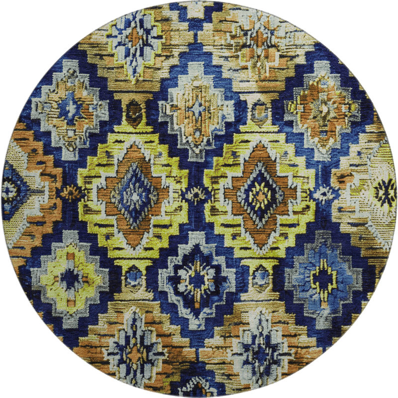 Premium Machine Washable Farolt AMF1891 Aztec Rug, Round 8'