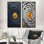 Pierre moderne spirale grise et jaune I - ensemble de 2 reproductions abstraites en spirale sur toile