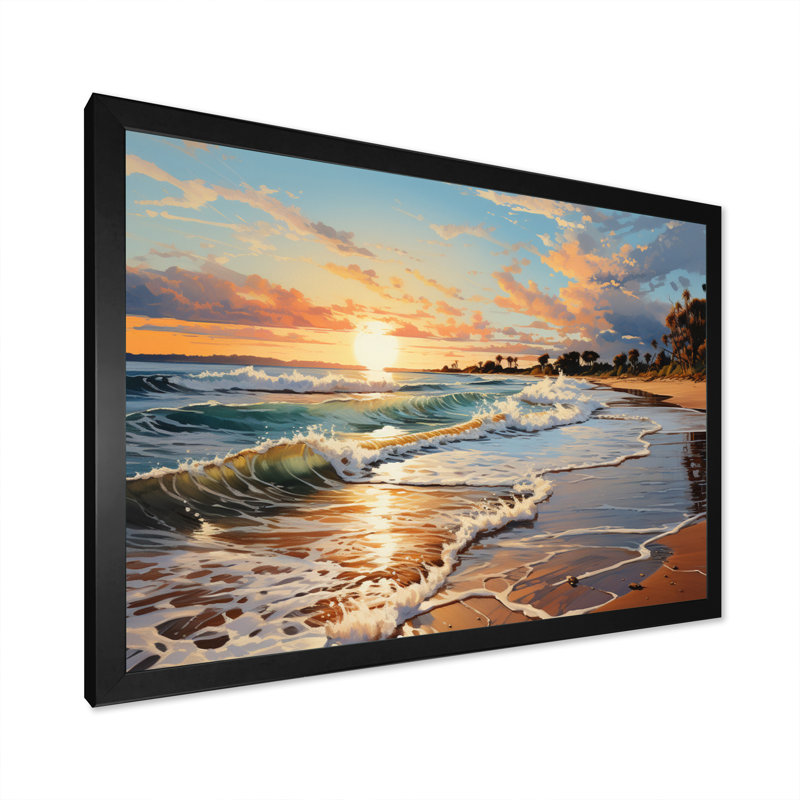 Alikai Beach Sandy Serenade I - impression, Cadre simple noir, H 12 po x l 20 po x P 1 po