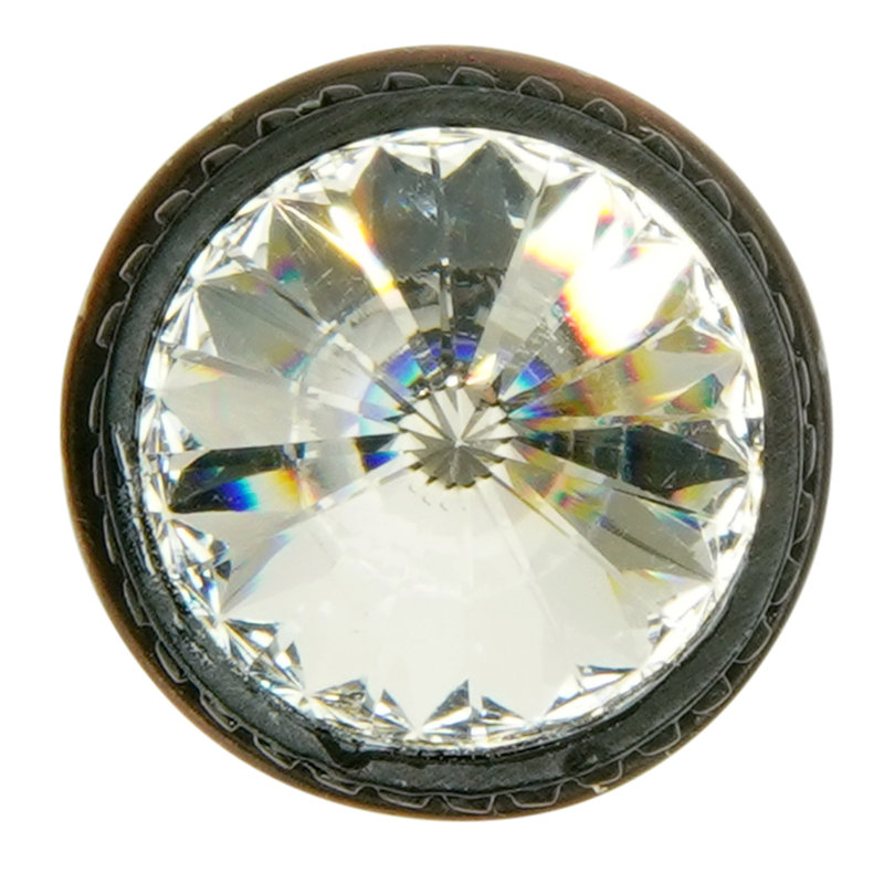 Caché medium round knob with flared foot with an 18mm Swarovski Clear Crystalin Chalice, Oil Rubbed Bronze