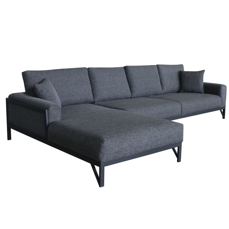 Canapé modulaire 2 pièces rembourré, Mélange de polyester gris