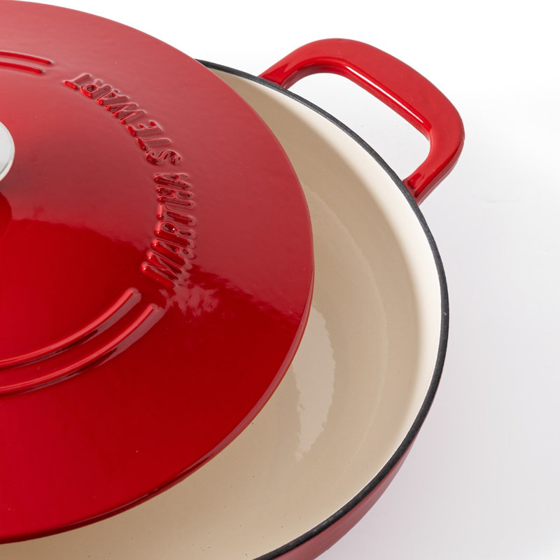 Martha Stewart 3.5-Quart Enameled Cast Iron Dutch Oven Braiser - Red