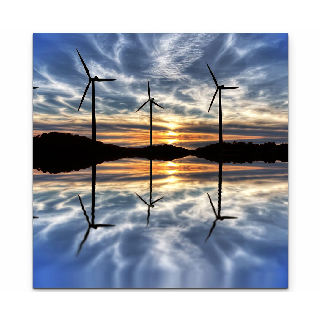 Fotodruck Wind Turbines at Sunset