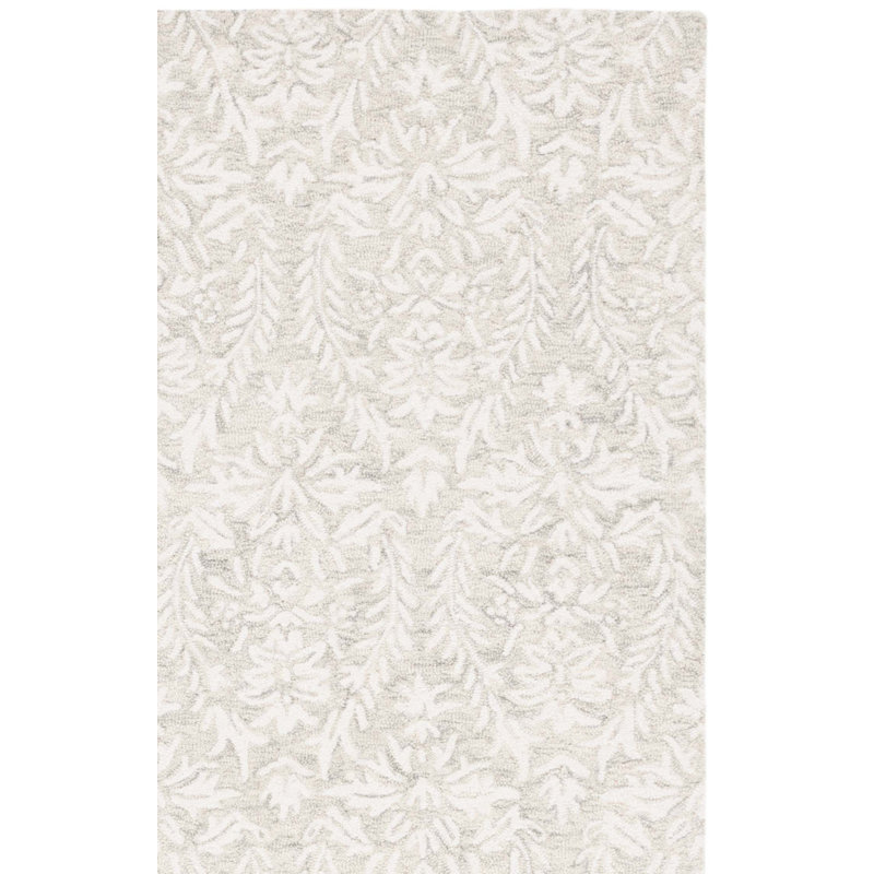 Tapis floral en laine touffeté à la main Ebony, Rectangle 6 pi x 9 pi