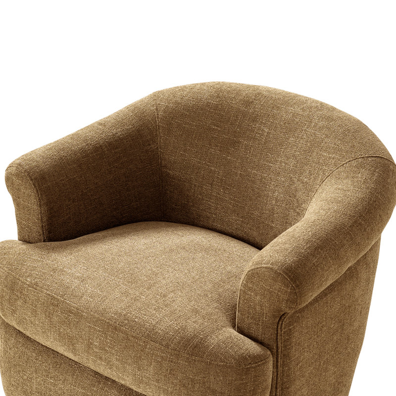 Loki 31.25"W Farmhouse Upholstered Fully Assembled Swivel Barrel Chair, Camel