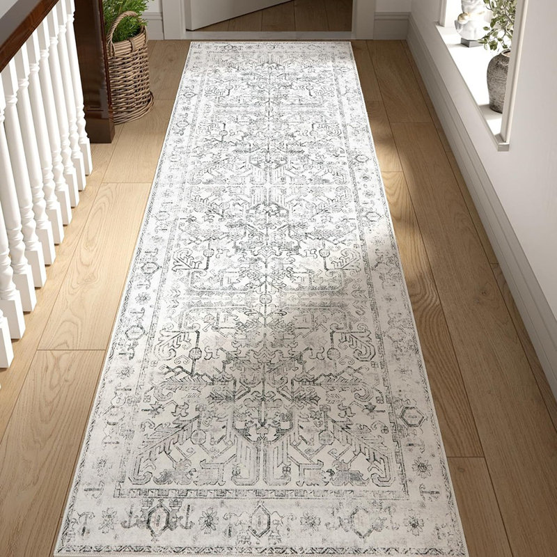 Tapis de cuisine 2 x 8 - motif floral rétro lavable à la machine