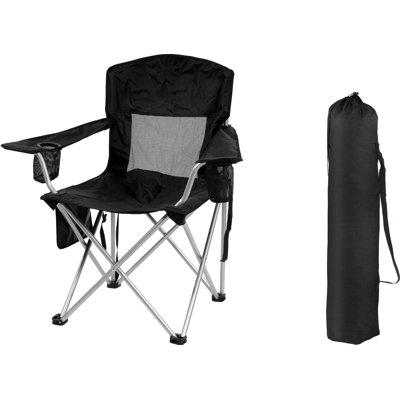 Camp Chairs Outdoor, Folding Chair Camping Recliner Support Mesh Backrest, Lawn Chair with Cup Holder, Storage Pocket, Carrying Bag