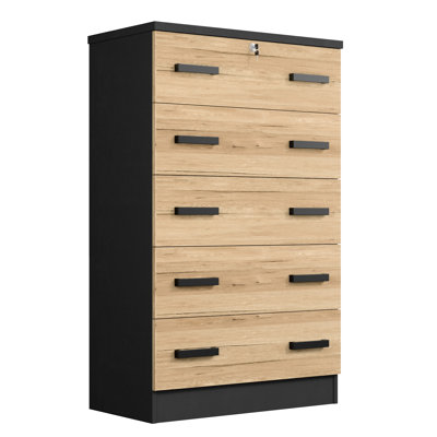 Commode 5 tiroirs en bois avec serrure Basurto