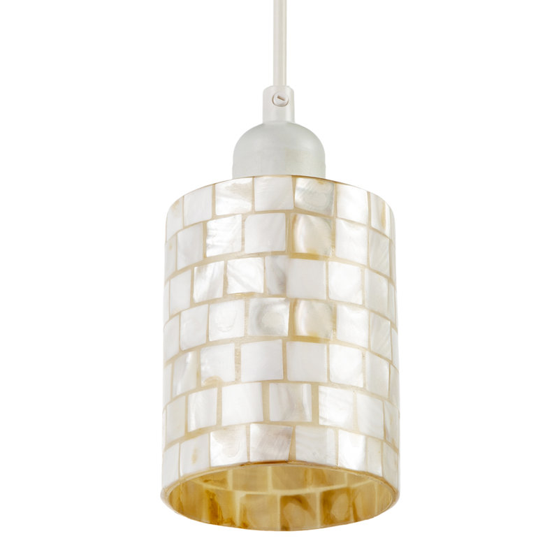 Modern Cylindrical Pendant Light Shade Mother Of Pearl Style Mosaic By 