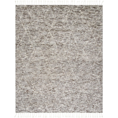 Camille Hand Knotted Wool Geometric Area Rug in Gray