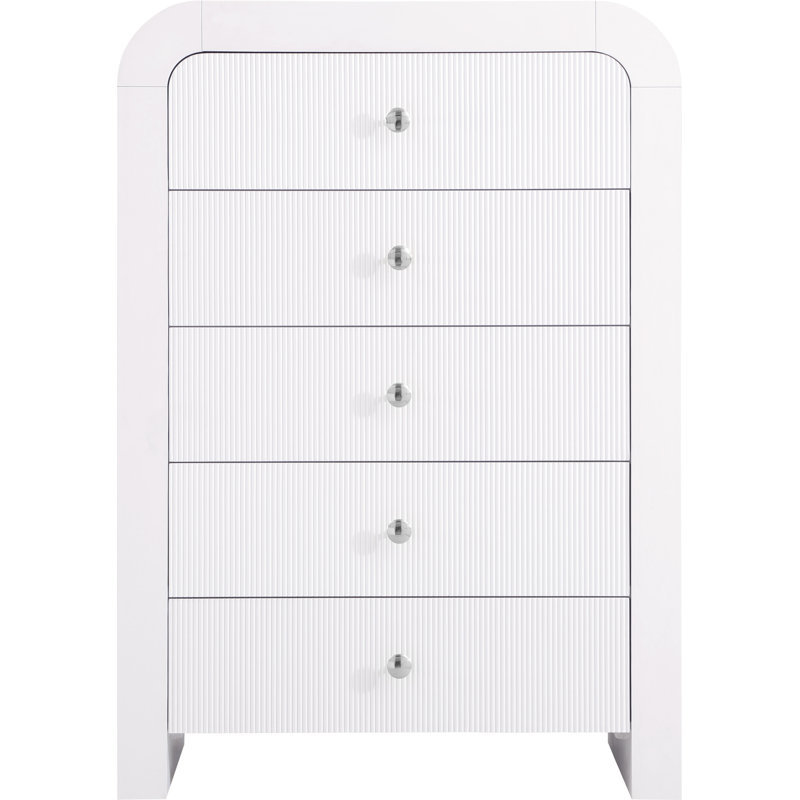 Commode 5 tiroirs Alessondra, Blanc